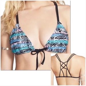 BP Sz S Blue Tribal Macrame Bikini Top! NEW!